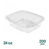 24oz Clear PET Hinged Deli Containers "AD24" – 200 pcs