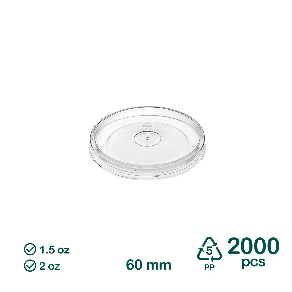 60mm Plastic Lids for 1.5oz 2oz Kraft Cups, 2000 pcs