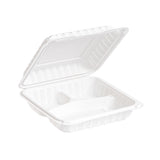 3 compartment white MFPP clamshell food container