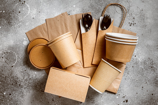 kraft and paper food packaging products, bowls, boxes and paper shopping bag