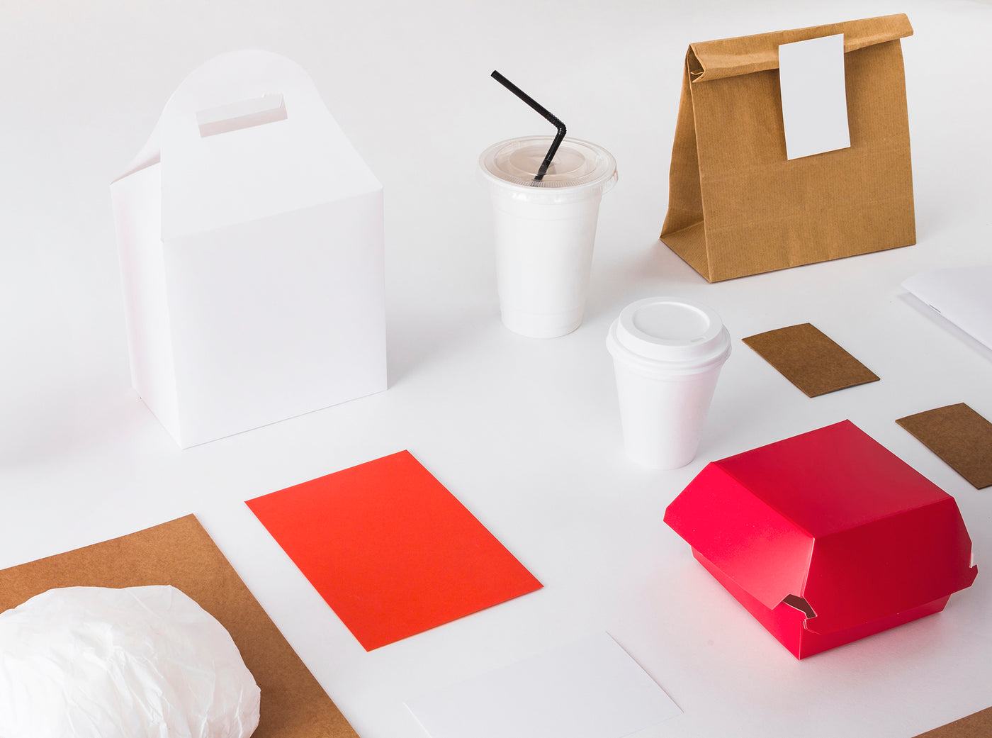 flat lay of food packaging that can be customized and personalized for brand marketing