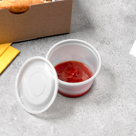 sauce cup filled with ketchup