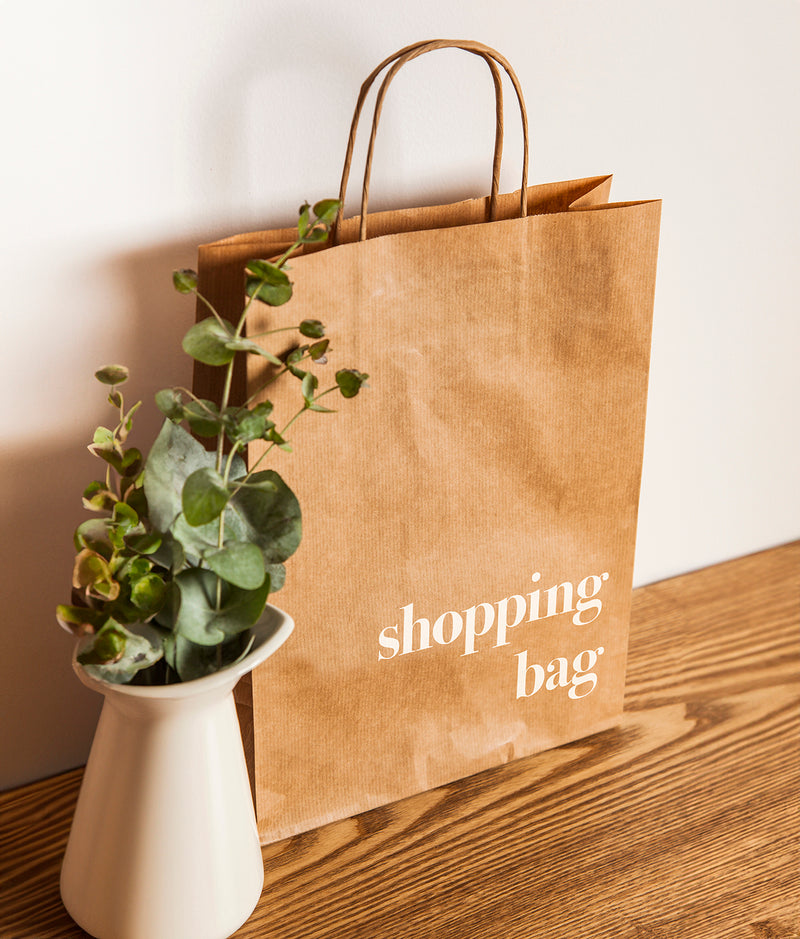 custom printed shopping bag with green plants